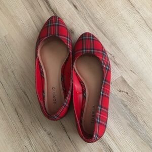 WIDE WIDTH Torrid Red Plaid Flats for Women